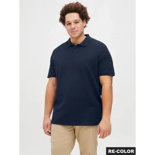Poloshirt "JJEAUSTIN POLO SS NOOS PLS", Herren, Gr. 4XL, blau (navy blazer detail:classic), Jersey, Obermaterial: 58% Polyester, 40% Baumwolle, 2% Elasthan, JACK & JONES PLUSSIZE, unifarben, regular fit normal, Shirts Poloshirt, mit Polokragen