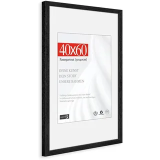 HIMEETIME® 1x Bilderrahmen für 40 x 60 cm Schwarz Natur Holz Eiche Dünner Rahmen,Picture Frame 40x60cm,Mittelgroßer Collage-Rahmen mit Folienabdeckung – Nur zur Wandmontage