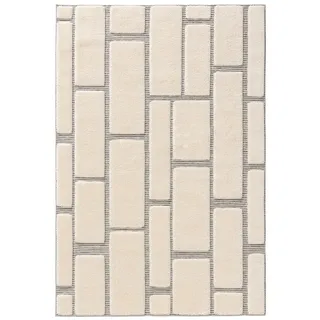 benuta Basic Teppich Elvy - Creme 200x300 cm - Abstrakter weicher Relief Wohnzimmerteppich - Leicht zu Reinigen - Strapazierfähig - Für Fußbodenheizung Geeignet