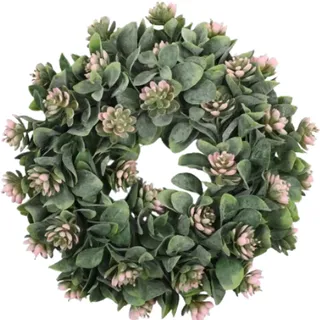 Bhina Künstlicher Eukalyptus Kranz, Kunstpflanze Hängen Kranz, türkranz Frühling Sommer für die Haustür, Türkranz Deko für Hochzeit Party Garten Tür Fenster Wand Kamin, Rosa (35cm)