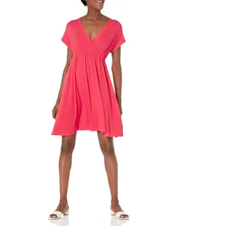 Amazon Essentials Damen Surplice-Kleid (Erhältlich in Übergröße), Rot, XL