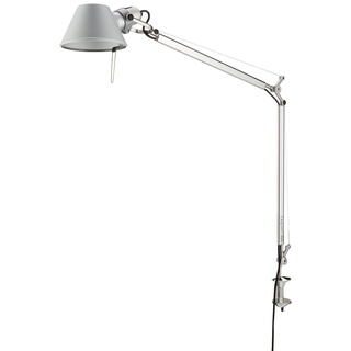 Artemide- Tolomeo Tavolo Tischlampe. Hochwertige Tischleuchte aus Aluminium mit Klemme. Made in Italy, L78 H64,5 H max 129 cm, Silber