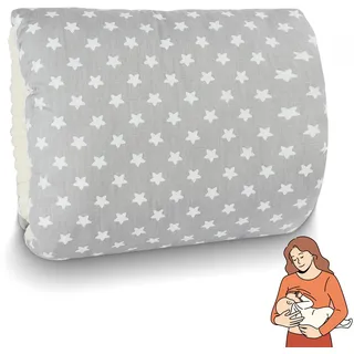 Aolso Stillkissen, Ministillkissen Baby Arm-Stillkissen Arm Kissen, Gemütliches Wiegen-Armkissen, Baby-Still-Kopfstützkissen für unterwegs Stillmuff Reisestillkissen (Grau-Sterne)