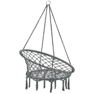 casa.pro Hängesessel Tampico bis 100 kg Hängesitz Innen und Außen Hängestuhl Hängeschaukel Indoor Outdoor Hängekorb Dunkelgrau