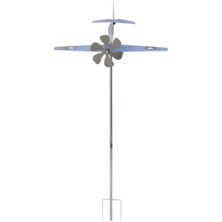 Flugzeug-Wetterfahne,Flugzeug-Windrad,Metall-Flugzeug-Windrad,Flugzeug-Windskulptur,Outdoor-Windrad,Garten-Wetterfahne - Blau