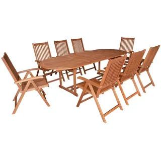 Gartengarnitur LAGO Eukalyptus Holz geölt klappbar 9 teilig FSC®-zertifiziert