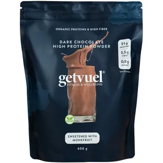 getvuel Protein Pulver Dark Chocolate – 600g | 21g pflanzliches Protein | nur 0,8g Zucker | vegan, glutenfrei | mit echtem Kakaopulver & Monkfruit | ohne künstliche Aromen