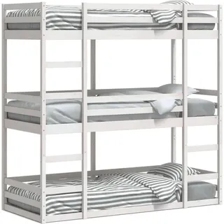 vidaXL Dreifach-Etagenbett Weiß 75x190 cm Massivholz Kiefer - Weiß