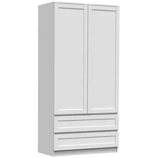 Topeshop SZAFA PAFOS BIEL KPL, Weiß, Garderobe, 4 Regale, 2 Tür(en), Weiß, Matt - Weiß