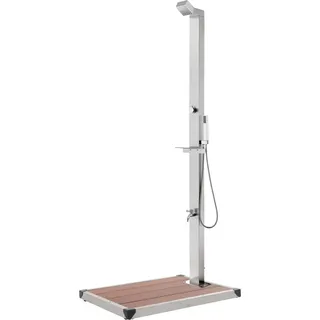 Gartendusche mit Brauner Bodenplatte 225 cm Edelstahl - Braun