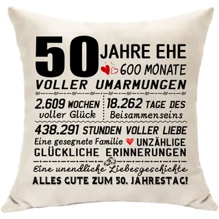 Hasodeo 50 Jahrestag Geschenk Für Ihn Sie, Kissenbezug Goldene Hochzeit Geschenk, Beste Hochzeitstag Jahrestag Geschenkidee, Geschenk zum 50. Jahrestag Für Paare Mann Frau Oma Opa (50th)