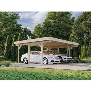 Palmako Doppel-Carport Karl 6,00 x 5,12 m beige inkl. Regenrinne