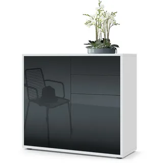 Vladon Kommode, Schwarz Hochglanz, Holzwerkstoff, 79x74x36 cm, Wohnzimmer, Kommoden & Sideboards, Kommoden