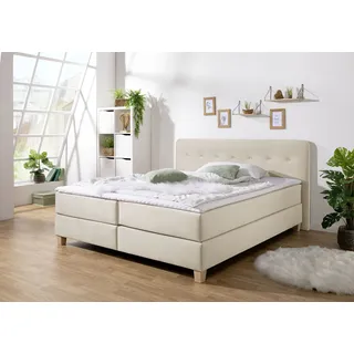 Home affaire Boxspringbett »Fargo«, inkl. Topper, in 3 Matratzenarten, in Samt- oder Strukturstoff Home affaire beige