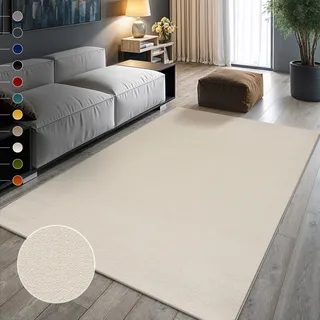 Teppich SANAT "UNI , auch als Läufer- und Rundgrößen erhältlich", beige (creme), B:200cm H:13mm L:290cm, Kunstfaser, Teppiche, Teppich, robuster Kurzflorteppich, große Farbauswahl, Wohnzimmer, alle Räume