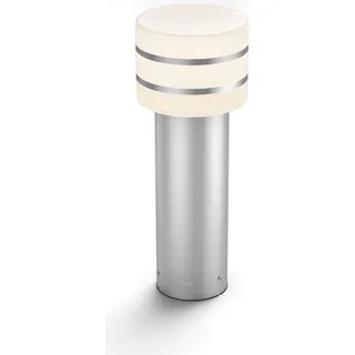 Philips Hue White Tuar Outdoor Sockelleuchte silber, Intelligente Sockel-/Pfostenbeleuchtung, Bluetooth/Zigbee, Edelstahl, LED, Aluminium, E27 - Silber