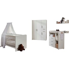 Bild von »Lea«, (Set, 4 St., Bett, Wickelkommode, Schrank, Wandboard), Bett + Wickelkommode + 4-trg. Schrank + Wandboard, weiß