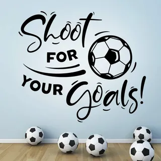 Wandsticker für Jungen mit Fußball-Motiv "Shoot for Your Goals", für Wohnzimmer, Wandbild, Aufkleber, Poster, Vinyl, für Kinder, Küche, Dekoration, Kunst, Zubehör, Wände, Jugendzimmer
