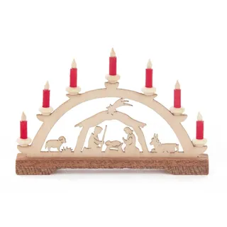 Mini-Schwibbogen Christi Geburt, rote Kerzen BxHxT 70x45x10mm NEU Lichterbogen