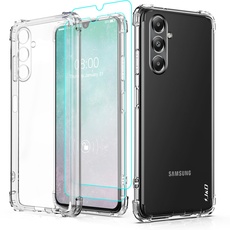 J&D Kompatibel für Samsung Galaxy A05s Hülle, Kristallklar Stoßdämpfend Handyhülle mit (2er Pack) Displayschutzfolie, Anti-Gelb TPU Bumper Case for Galaxy A05s, Nicht für Galaxy A05, Transparent
