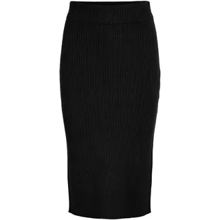 Vila Damen Viril Pencil Hw Knit Skirt - Noos Rock, SchwarzM