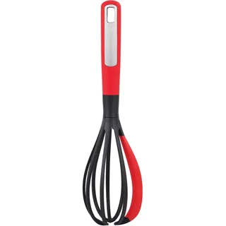 Bergner Mars | Nylon und Silikon Schneebesen | Ergonomischer Griff mit Beschichtung und Aufhänger | 30,6 cm | Schwarz und Rot