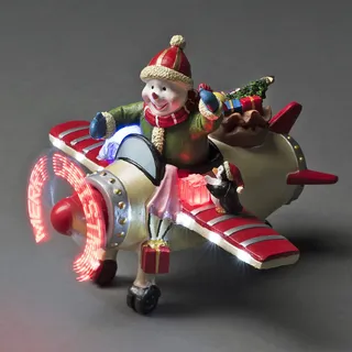 Konstsmide LED Szenerie Schneemann im Flugzeug mit Animation