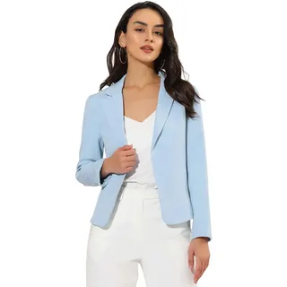 Allegra K Damen-Blazer mit offener Vorderseite, für Büro, Arbeit, Geschäft, Freizeit, Sommer, bauchfrei, leicht, L