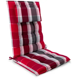 Beautissu Hochlehner Auflage 119 x 50 x 8 cm Rot/Anthrazit gestreift 1 St.