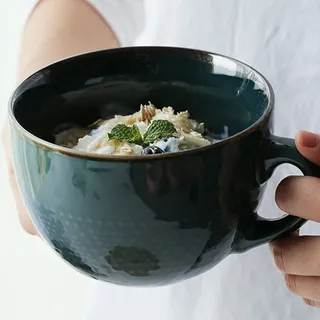 Disoza Groß Tasse Keramik 700 ml Kaffeetasse Müslischalen mit Henkel Kaffeebecher XXL Kaffee Tee Tasse Müsli Suppen Ramen Salat Schale Schüssel Porzellan Kaffee Tasse Suppenschüssel