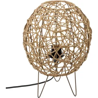 Tischlampe Matu aus Stahl und geflochtenem Papier, Ø 26 cm x 33,5 cm - Beige