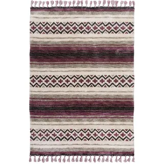 Gino Falcone Tuftteppich Vittoria 80x150 cm , Beere , Textil , Rauten , Rechteckig , 80x150 cm , Teppiche und Böden, Teppiche, Hochflorteppiche & Shaggys