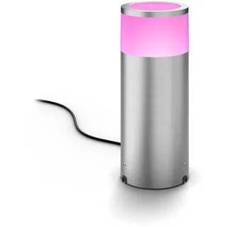 Philips Hue White & Color Ambiance Calla Sockelleuchte 350lm, silber, Niedervolt für den Aussenbereich, steuerbar via App, 16 Millionen Farben, kompatibel mit Amazon Alexa (Echo, Echo Dot)