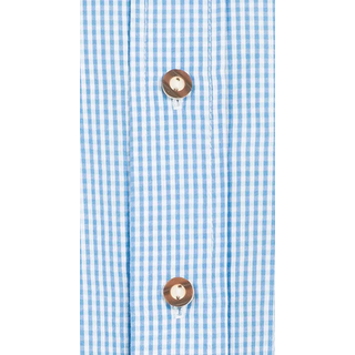Trachtenhemd NÜBLER "Trachtenhemd langarm Rudi", Herren, Gr. M, EURO, blau, Obermaterial: 70% Baumwolle CO. 30% Polyester PES., Hemden Trachtenhemd
