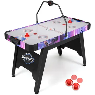 COSTWAY Airhockey Tisch mit LED-Anzeige, Air Hockey Spieltisch elektrisch | Tischhockey 12V inkl. 2 Schläger & 2 Pucks, Lufthockey Speedhockey für Zuhause, Spielzimmer & Büro