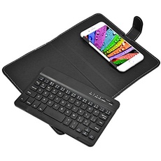 VBESTLIFE Smartphone Wireless Bluetooth Tastatur Flip Case Abdeckung mit Ständer, Universal für 4,5 '' - 6,8 '' Handy, für iOS/für Android/für Windows(schwarz)