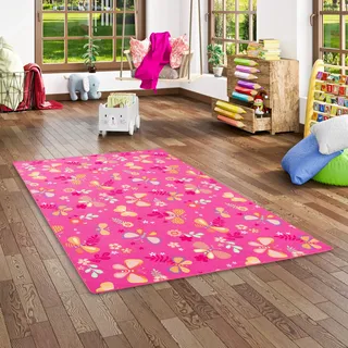 Snapstyle Kinder Spiel Teppich Schmetterling Pink 80x160cm