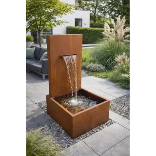 ESTEXO Gartenbrunnen Springbrunnen Wasserfall Wasserlauf Zierbrunnen Rost 77x66x128 cm