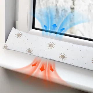 Totsy Baby Zugluftstopper für Türen und Fenster Stopper Türdichtung 120 cm Seitenschläferkissen Umrandung oder Tür Luftzugstopper Schalldämmung Windstopper Türluftstopper Baumwolle Oeko-tex Sonne