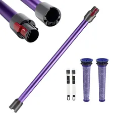 Teleskoprohr Kompatibel für Dyson V7 V8 V10 V11 V15, Dyson Verlängerungsrohr mit 2 Stück V8 V7 Filter HEPA für Dyson, Stangenverlängerung Rohr für Dyson mit Zwei Kleinen Bürsten, Violett