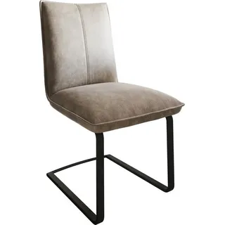 DeLife Freischwinger Lelio-Flex Mikrofaser Taupe Vintage Freischwinger flach Schwarz Taschenfederkern