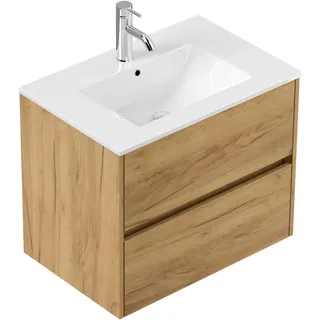 Posseik Badmöbel Limes und Waschtisch 2 Greifraum Auszüge 70 cm Eiche Gold