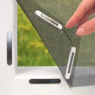 Hoberg Fenster-Fliegengitter mit innovativer Magnetbefestigung 150 x 130 cm Schwarz