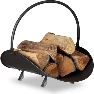 Kaminholzkorb in Schwarz - Schwarz