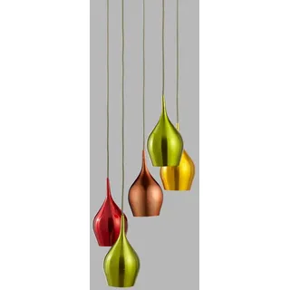 Searchlight Vibrant 5Flammige Farbige Multi-Drop Schirme (Rot, Grün, Gold, Kupfer) chrom