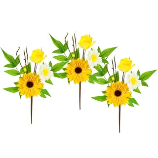 I.GE.A. Kunstzweig "Dekozweig Gerbera Margeriten" 3er Set Zweig Einzelblumen Kunstblumen Blumen Dekozweige, gelb