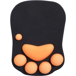 DOBAOJIA Mauspad mit Handgelenkstütze, Mauspad Katzenpfote, Ergonomische Mauspad, 3D Silikon Gel Mauspad, Mouse Pad, Mouse Mat, Rutschfester Boden, für Zuhause/Büro/Gaming, Schwarz & Orange