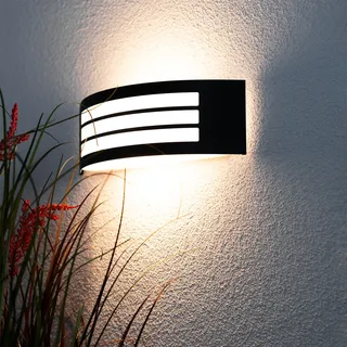 LUMILED Außenwandleuchte Wandlampe Außenleuchte Wand LED E27 Wandleuchter Terrasse Haus Fassade IP44 schwarz Edelstahl rechteckig oben und unten - Schwarz