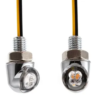 evomosa Mini LED Motorrad Blinkerleuchte Bernstein Seitenmarkierungsleuchte 12V für Custom Street Motorrad Chopper Cruiser 8mm Schraube (Silber)