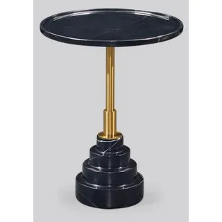 Modern Schwarz Couchtisch Luxus Marmor Tisch Beistell Tische Wohnzimmer Rund - Schwarz